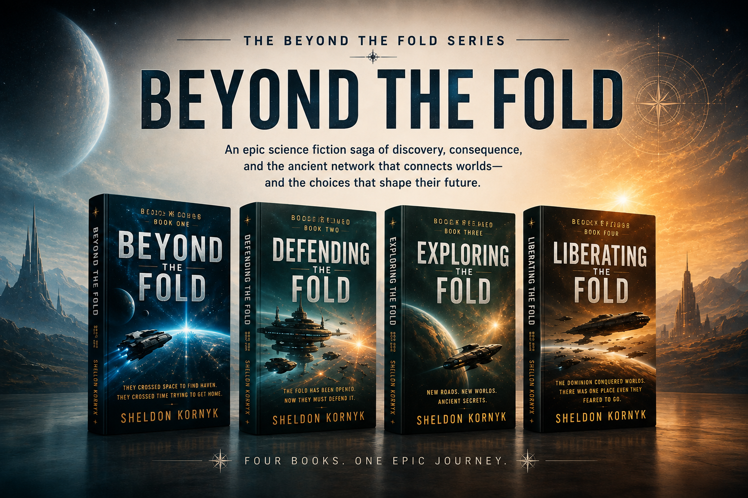 The four-book Beyond the Fold science-fiction series by Sheldon Kornyk