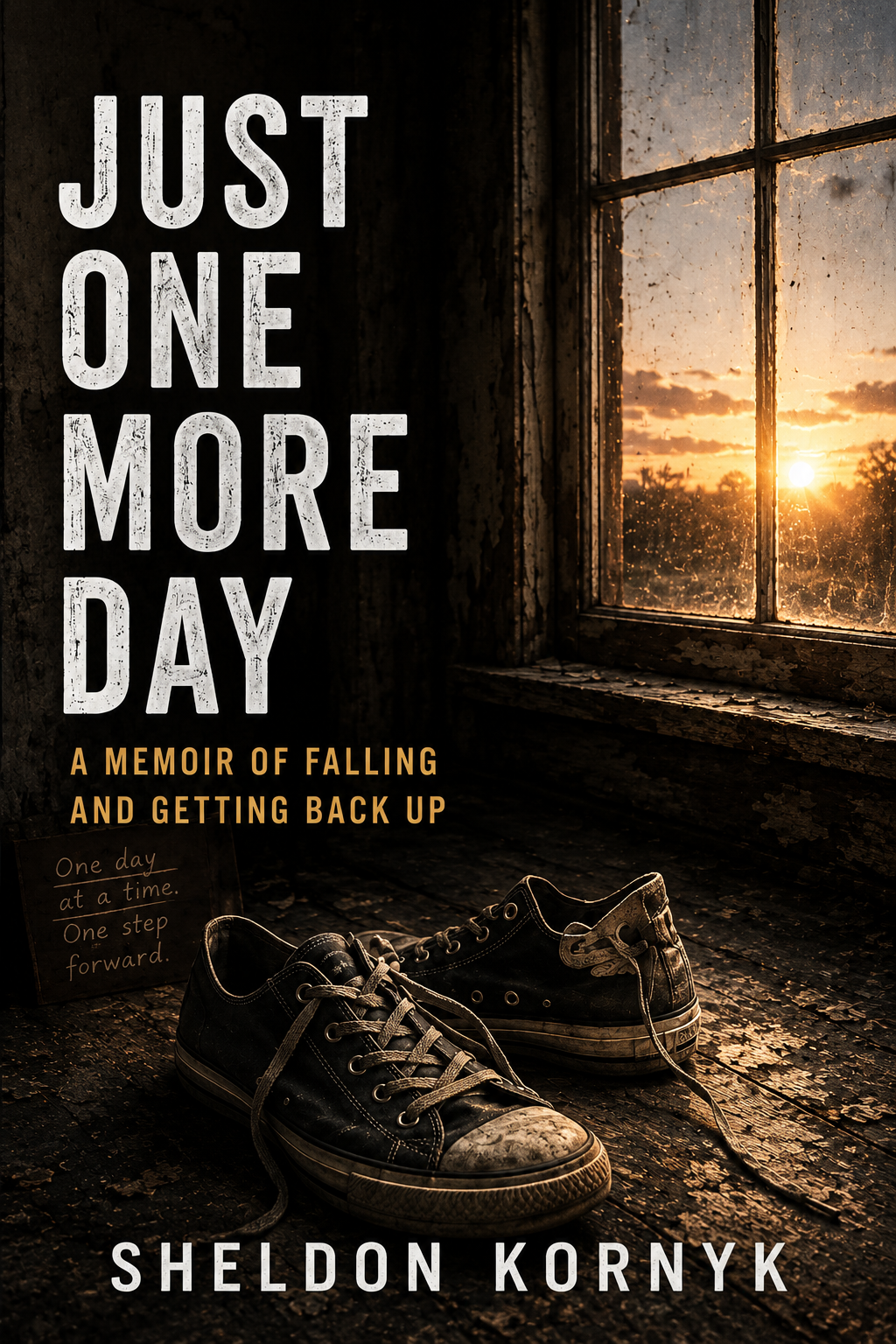 Just One More Day by Sheldon Kornyk book cover concept